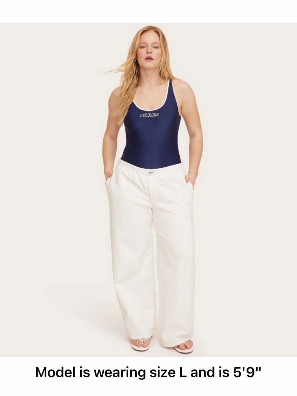 NWT Women's High-Rise Boxer Sweatpants- Parke x Target Cream M